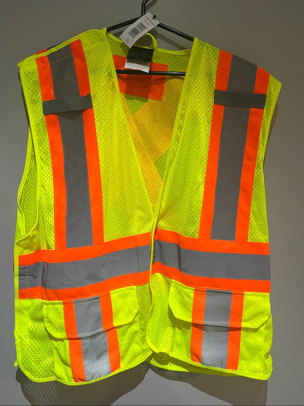 High-Visibility Safety Vest - Neon Yellow with Orange & Gray Tape